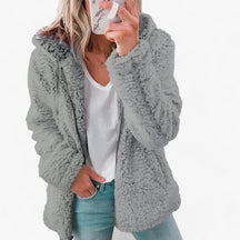Jacket : Dames Wollen Jas Lichtgrijs met Fleece Voering - Warme Winterjas in Lichtgrijs van Pantino