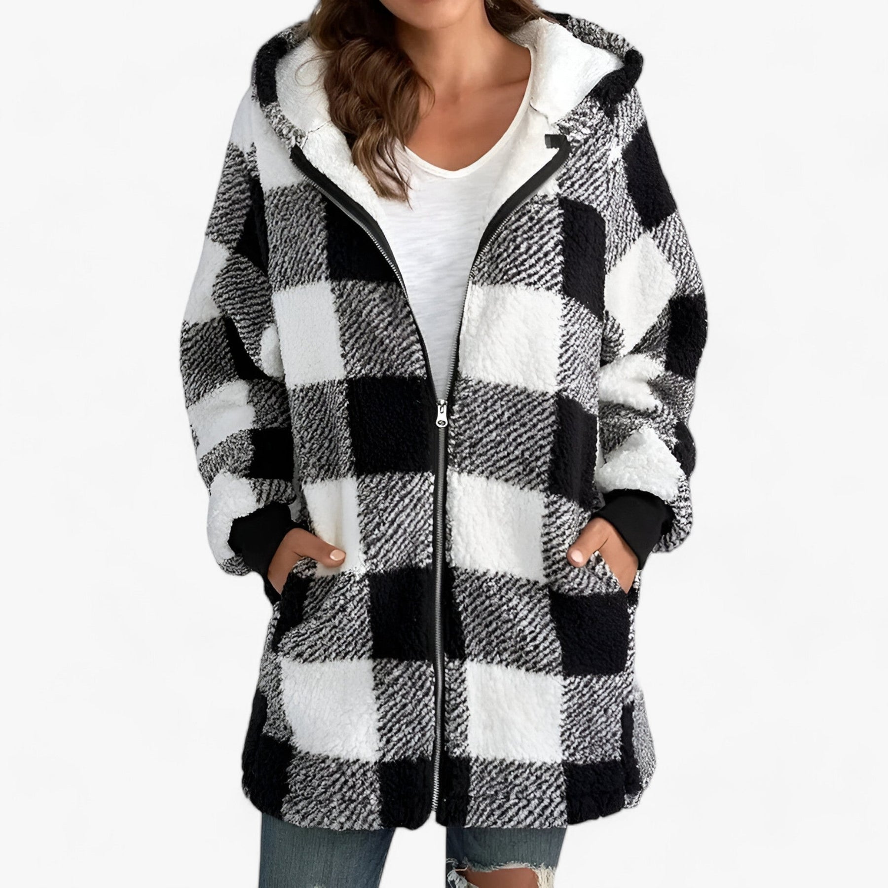 Hoodie Jacket : Jas Dames Blauw - Oversized Lange met Capuchon voor - Ultiem Comfort en Stijlvolle Warmte in Zwart van Pantino