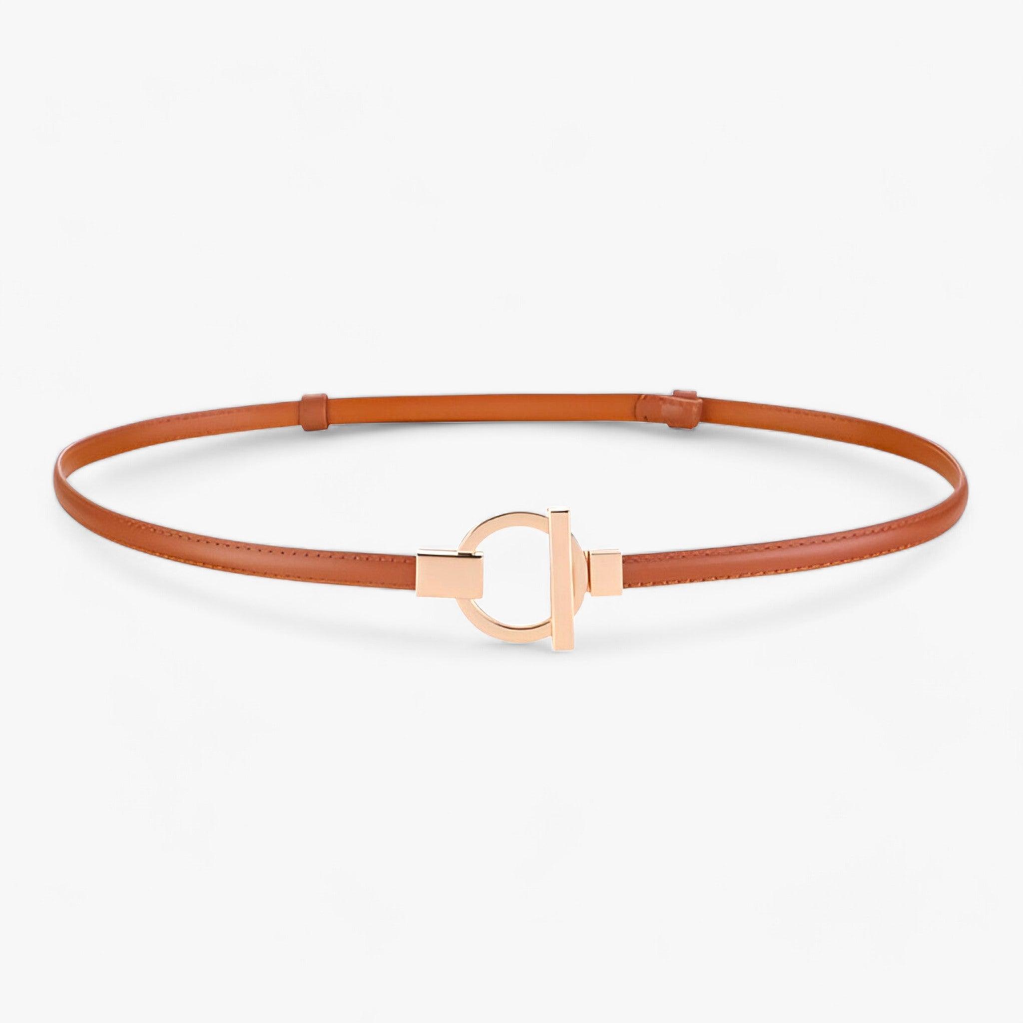 Belt : Elegante Riem Dames - Veilige Pasvorm met Gouden Gesp - Rood in Koffie 97cm van Pantino
