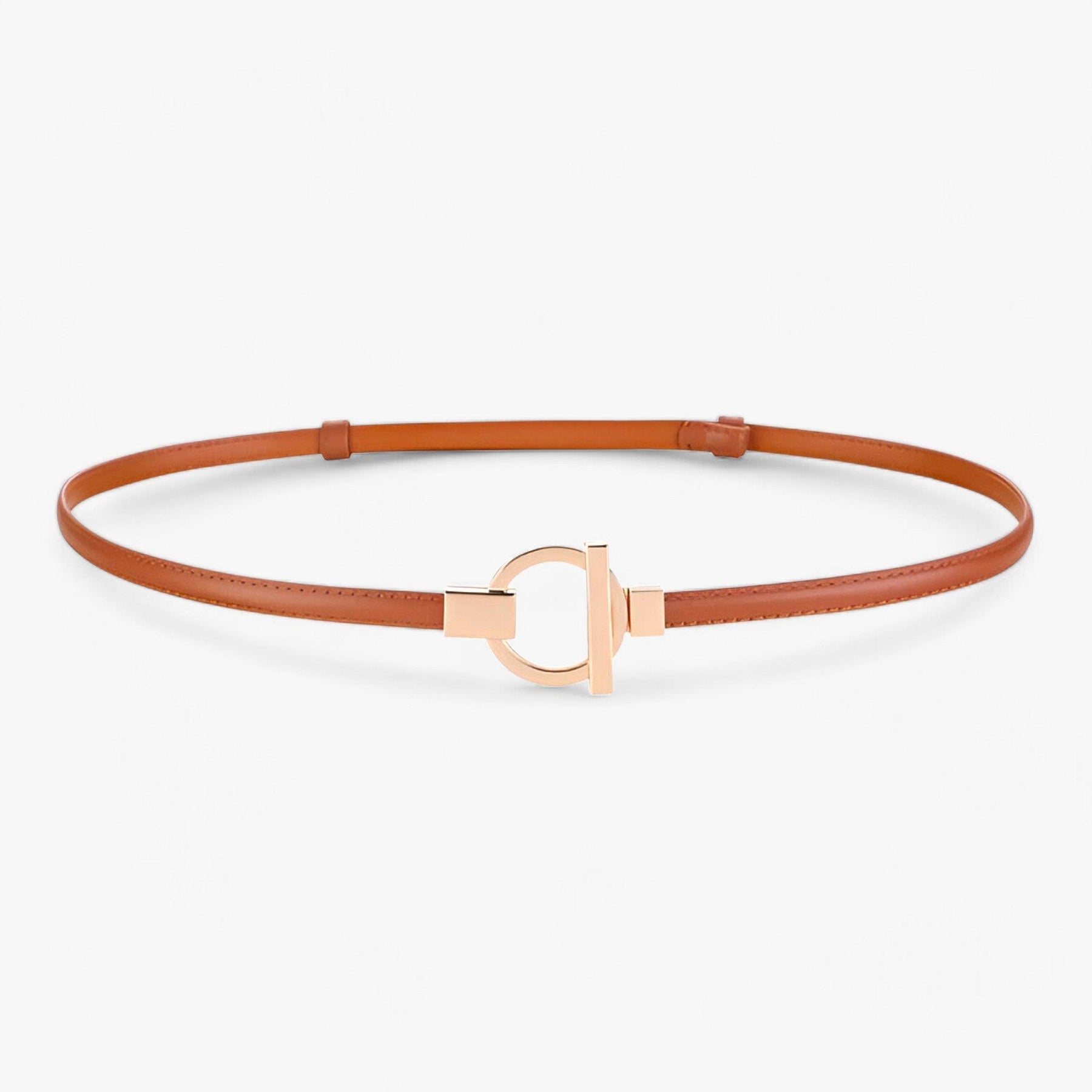 Belt : Elegante Riem Dames - Veilige Pasvorm met Gouden Gesp - Rood in Koffie 97cm van Pantino