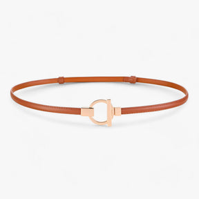 Belt : Elegante Riem Dames - Veilige Pasvorm met Gouden Gesp - Rood in Koffie 97cm van Pantino