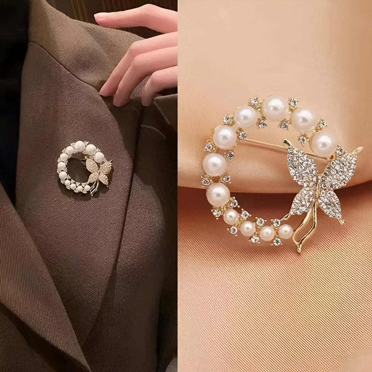Brooch : Broche Dames Oranje - Aurelia Vlinder - Verhoog Je Stijl in van Pantino