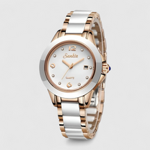 watches : Keramische Klok - Tijdloze Schoonheid en Betrouwbaarheid - Zilver Zwart in Roségoud Wit van Pantino