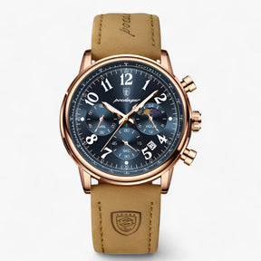 watches : Horloge Roségoud Bruin - Luxe Militair Sporthorloge - Waterdicht & Lichtgevend in van Pantino