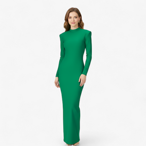 dress : Maxi Jurk Dames Groen - Elegante met Lange Mouwen in van Pantino