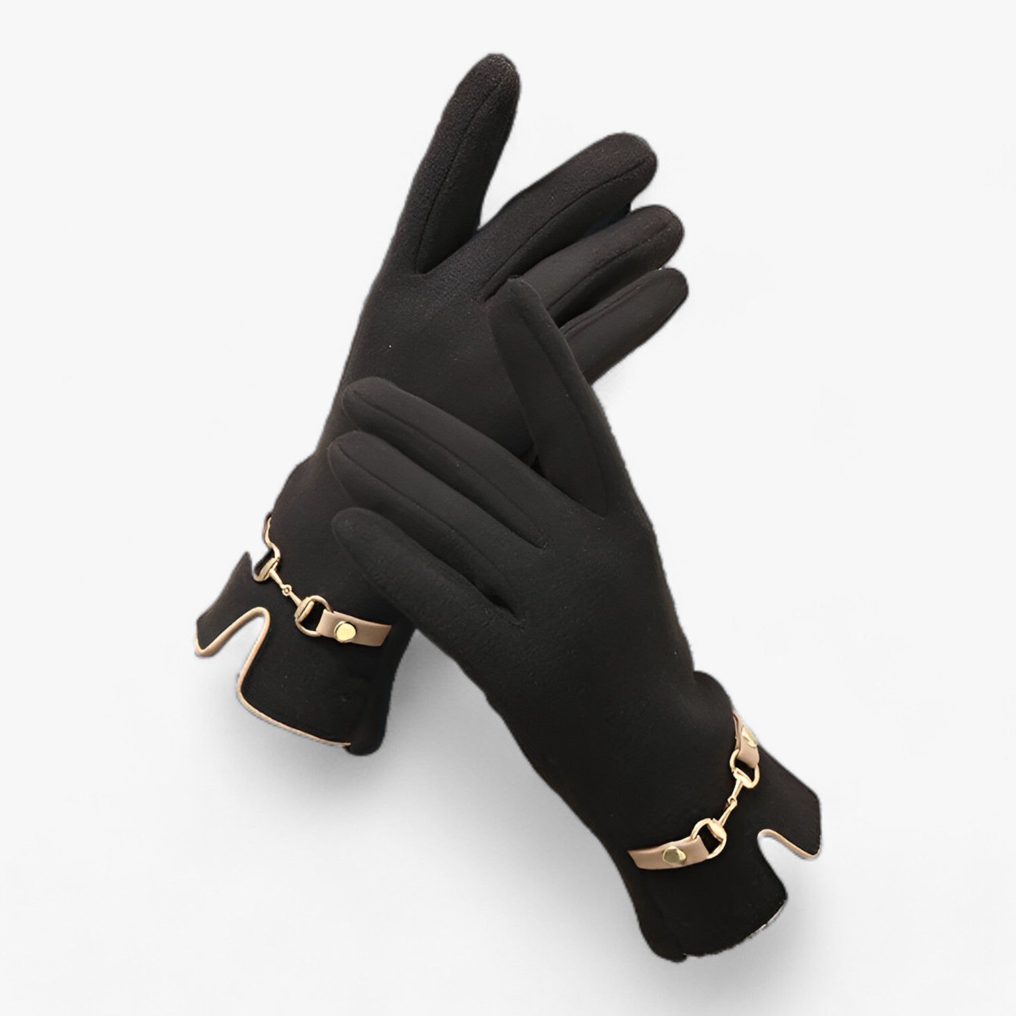 Gloves : Handschoenen Zwart - FrostElegance - Winter Touchscreen in Zwart Eén maat van Pantino