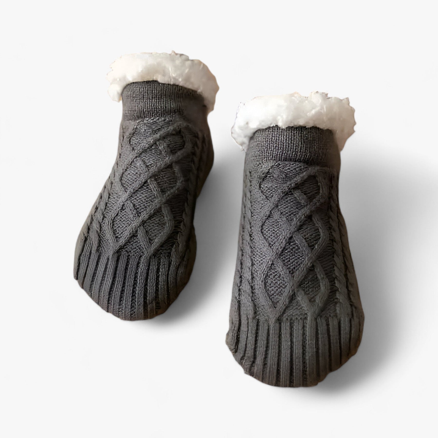 Socks : Sokken Marineblauw-Jacquard - Flauschige Thermosokken - Gezellige Warmte en Antislip (1 Paar + 1 Paar Gratis) in B Donkergrijs van Pantino