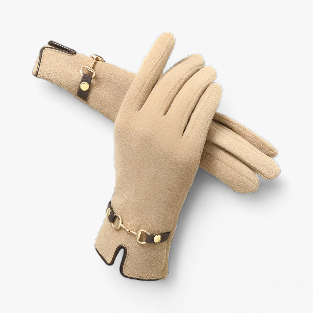 Gloves : Handschoenen Zwart - FrostElegance - Winter Touchscreen in Khaki Eén maat van Pantino