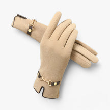 Gloves : Handschoenen Zwart - FrostElegance - Winter Touchscreen in Khaki Eén maat van Pantino