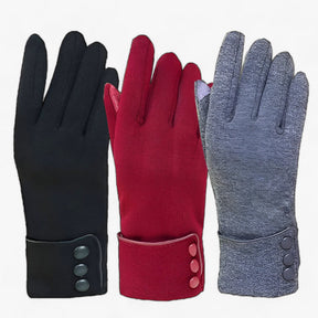 Gloves : Handschoenen Khaki - WarmComfort - Herfst Winter Fleece Gevoerde in van Pantino