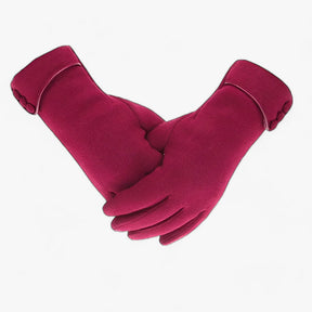 Gloves : Handschoenen Khaki - WarmComfort - Herfst Winter Fleece Gevoerde in Wijnrood van Pantino