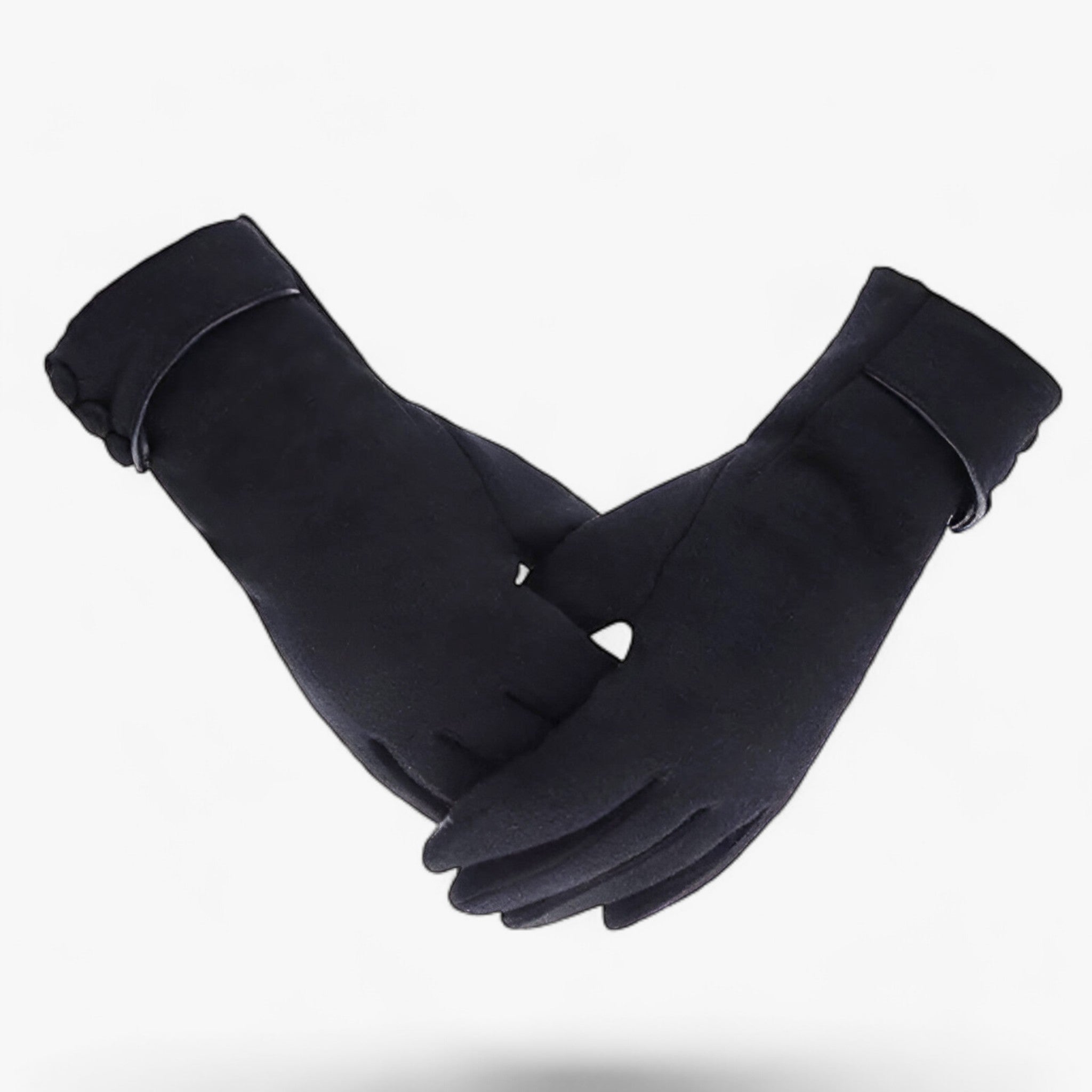 Gloves : Handschoenen Khaki - WarmComfort - Herfst Winter Fleece Gevoerde in Zwart van Pantino