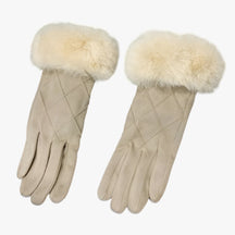 Gloves : Handschoenen Khaki - EleganceTouch - Winter Suede Plaid in Beige van Pantino
