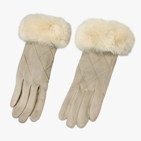 Gloves : Handschoenen Khaki - EleganceTouch - Winter Suede Plaid in Beige van Pantino