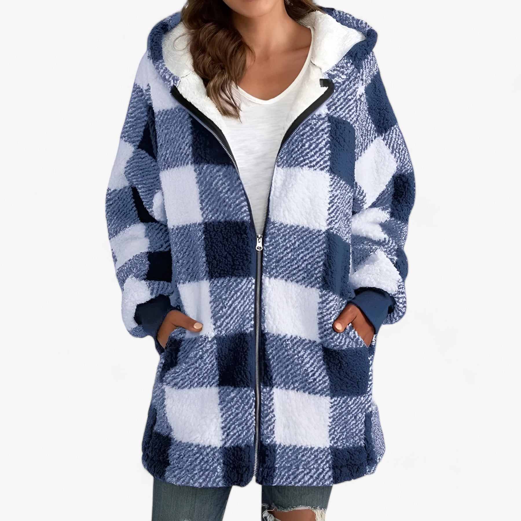 Hoodie Jacket : Jas Dames Blauw - Oversized Lange met Capuchon voor - Ultiem Comfort en Stijlvolle Warmte in Blauw van Pantino