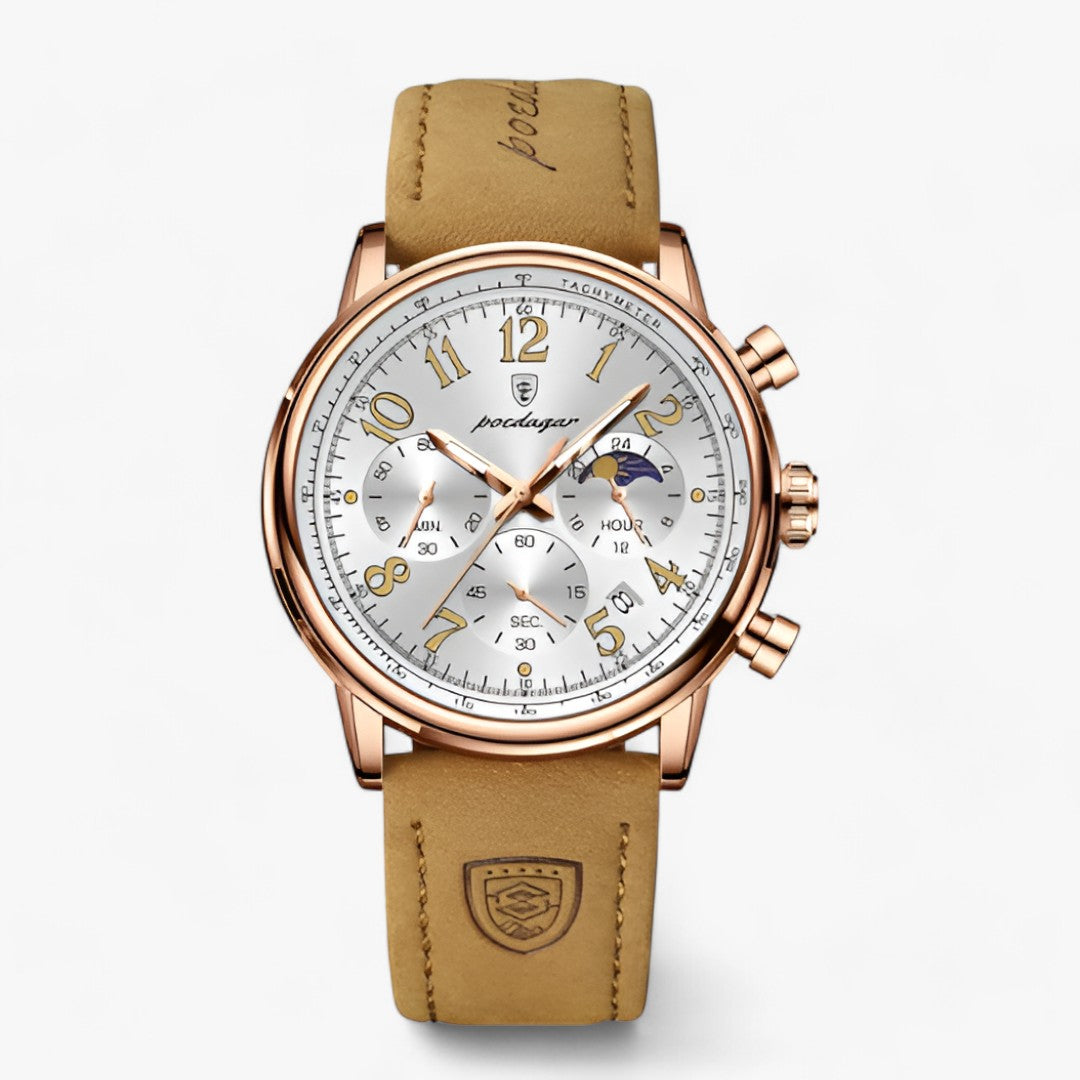 watches : Horloge Roségoud Bruin - Luxe Militair Sporthorloge - Waterdicht & Lichtgevend in Roségoud Wit van Pantino