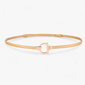 Belt : Elegante Riem Dames - Veilige Pasvorm met Gouden Gesp - Rood in Abrikoos 97cm van Pantino
