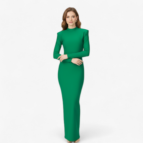 dress : Maxi Jurk Dames Groen - Elegante met Lange Mouwen in van Pantino