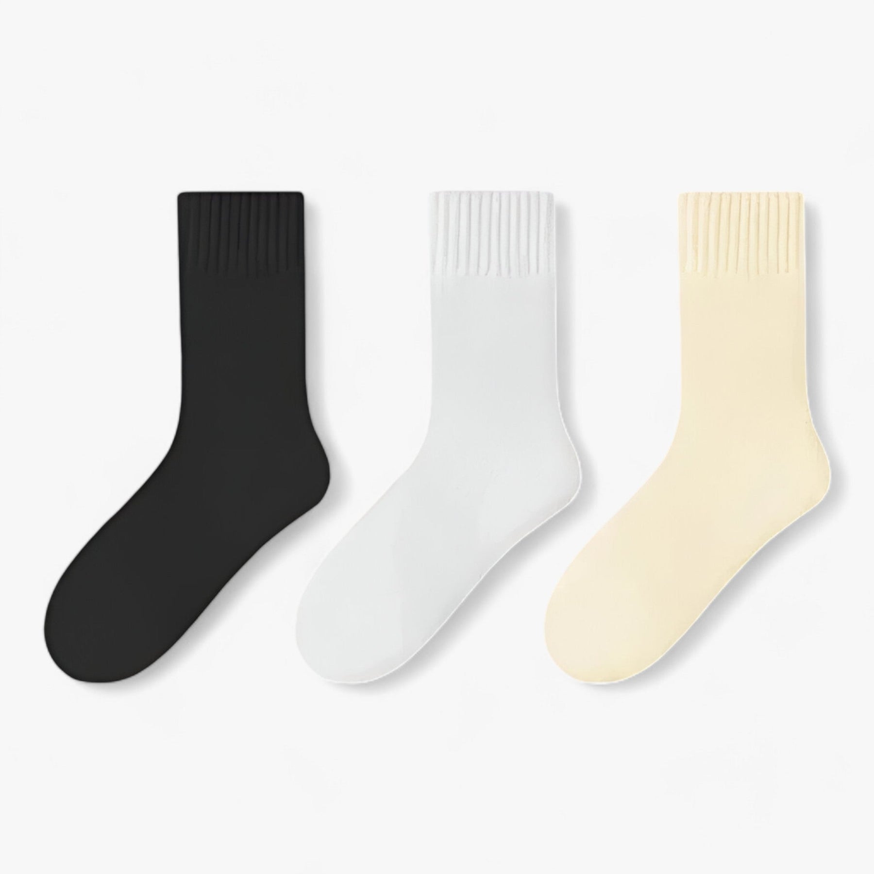 Socks : Sokken Heren 3 Witte Paren - Wol -Set - Warm en Gezellig Comfortabel 3 Witte Paren in zwart-wit-geel Maten 34-40 van Pantino
