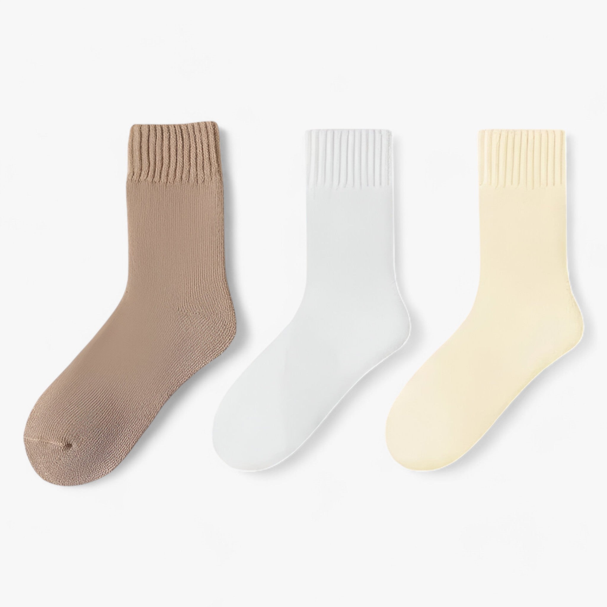Socks : Sokken Heren 3 Witte Paren - Wol -Set - Warm en Gezellig Comfortabel 3 Witte Paren in koffie-wit-geel Maten 34-40 van Pantino