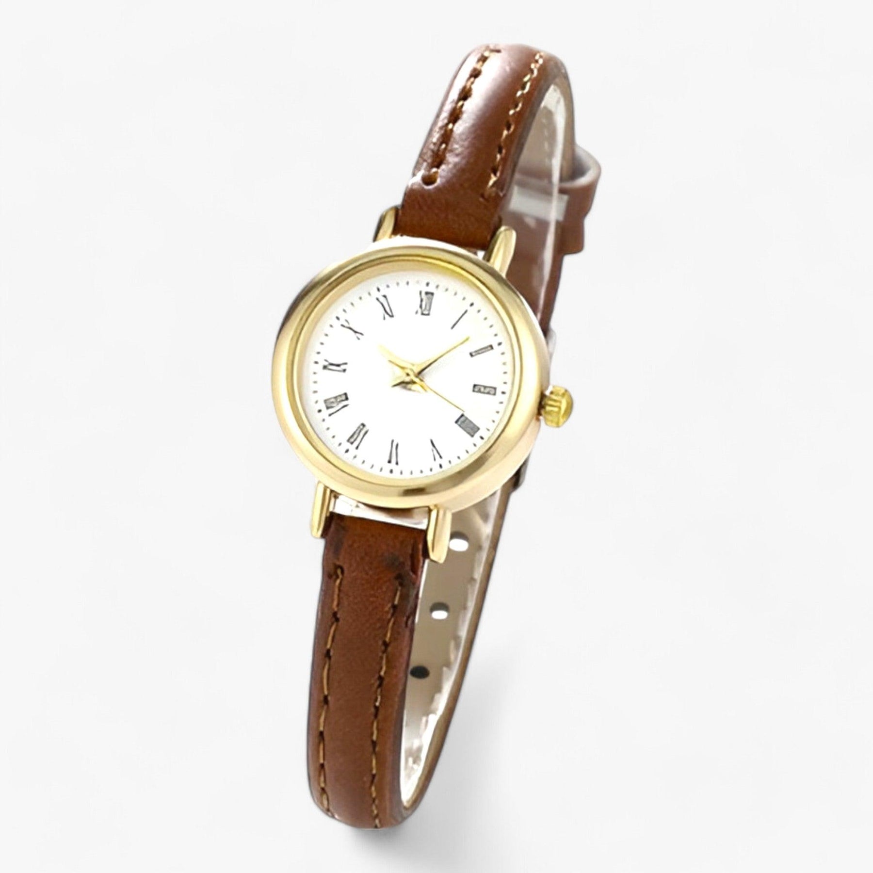 Ring : Kleine Ronde Ring - Chic Minimalisme voor Je Dagelijkse Stijl in Bruin van Pantino