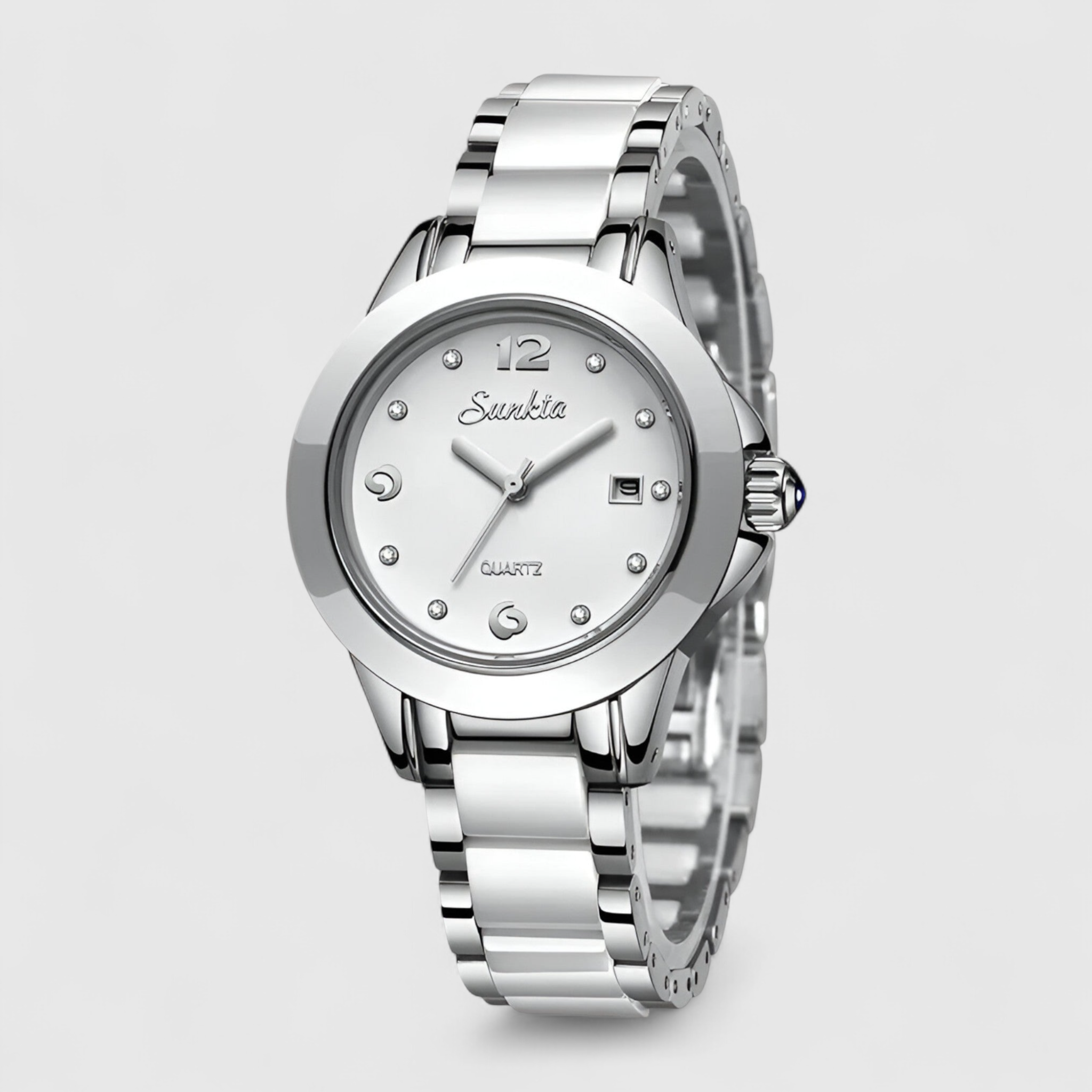 watches : Keramische Klok - Tijdloze Schoonheid en Betrouwbaarheid - Zilver Zwart in Zilver Wit van Pantino