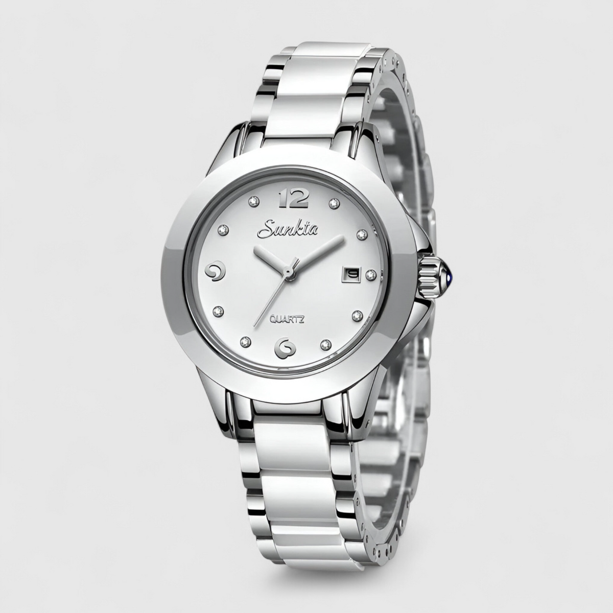 watches : Keramische Klok - Tijdloze Schoonheid en Betrouwbaarheid - Zilver Zwart in Zilver Wit van Pantino