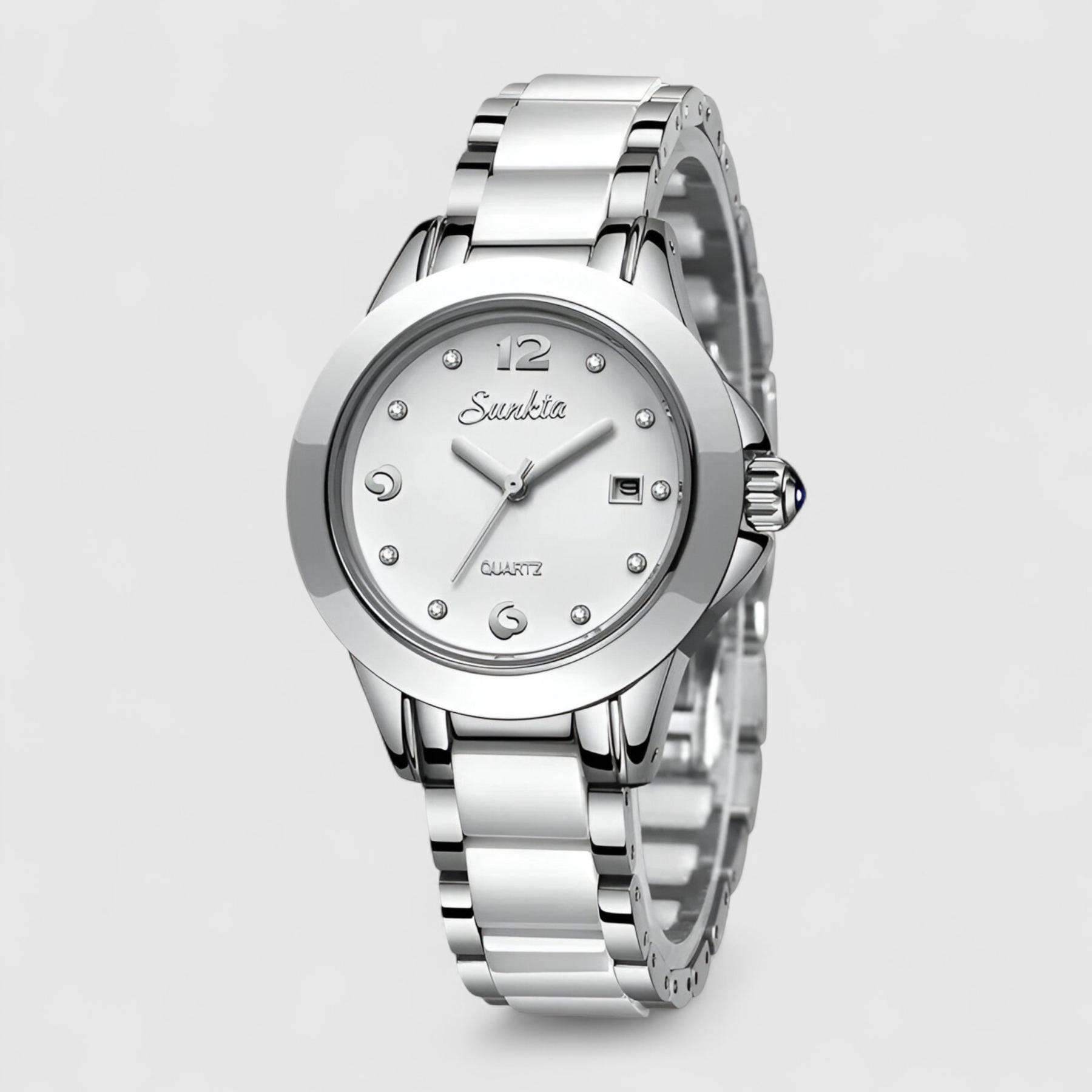 watches : Keramische Klok - Tijdloze Schoonheid en Betrouwbaarheid - Zilver Zwart in Zilver Wit van Pantino
