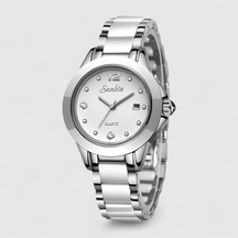watches : Keramische Klok - Tijdloze Schoonheid en Betrouwbaarheid - Zilver Zwart in Zilver Wit van Pantino
