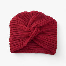 Turban Hat : Strickturban voor Dames - Elegante Comfort van Kasjmier - Zwart in Rood van Pantino