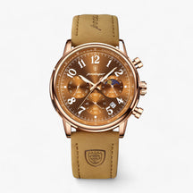 watches : Horloge Roségoud Bruin - Luxe Militair Sporthorloge - Waterdicht & Lichtgevend in Roségoud Bruin van Pantino