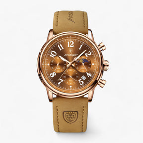 watches : Horloge Roségoud Bruin - Luxe Militair Sporthorloge - Waterdicht & Lichtgevend in Roségoud Bruin van Pantino