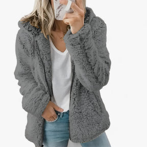 Jacket : Dames Wollen Jas Lichtgrijs met Fleece Voering - Warme Winterjas in Donkergrijs van Pantino