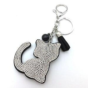 pets : Schattige Kitty Familiesleutelhanger Katten - Wit in Zilver van Pantino