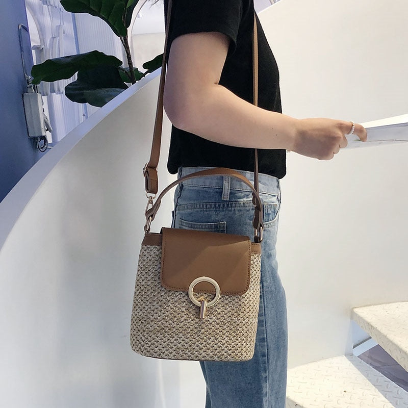 bags : Strandtas Dames - Handgeweven Stro Chique Zomer - Stro in van Pantino