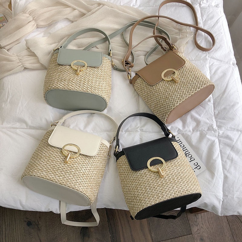 bags : Strandtas Dames - Handgeweven Stro Chique Zomer - Stro in van Pantino
