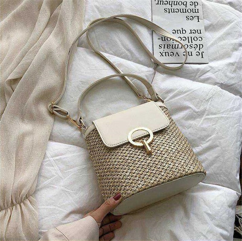 bags : Strandtas Dames - Handgeweven Stro Chique Zomer - Stro in Beige van Pantino