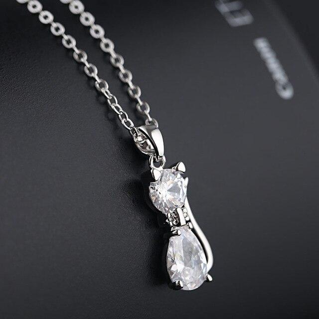 Necklace : Ketting Zilver - Kattenbedelketting met Elegant Ontwerp in Zilver van Pantino