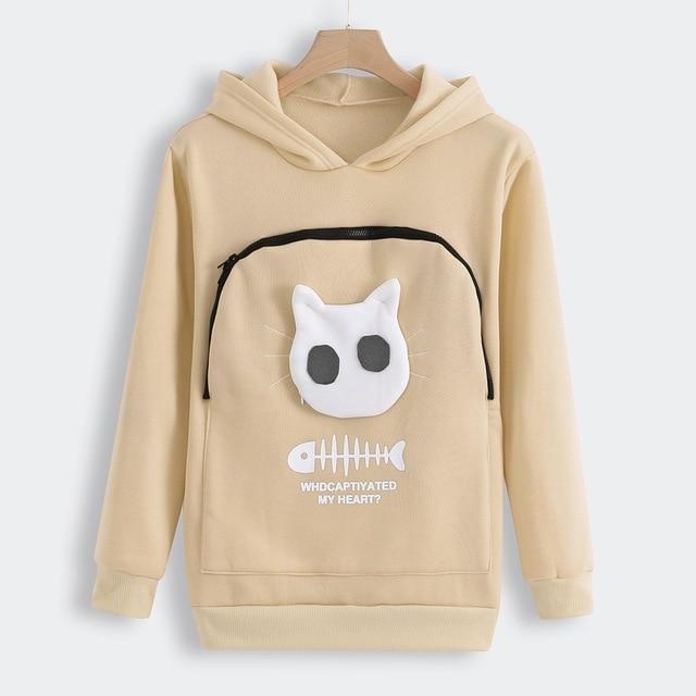 pets : Gezellige Hoodie met Zak voor Knuffelen met Huisdieren in Beige van Pantino