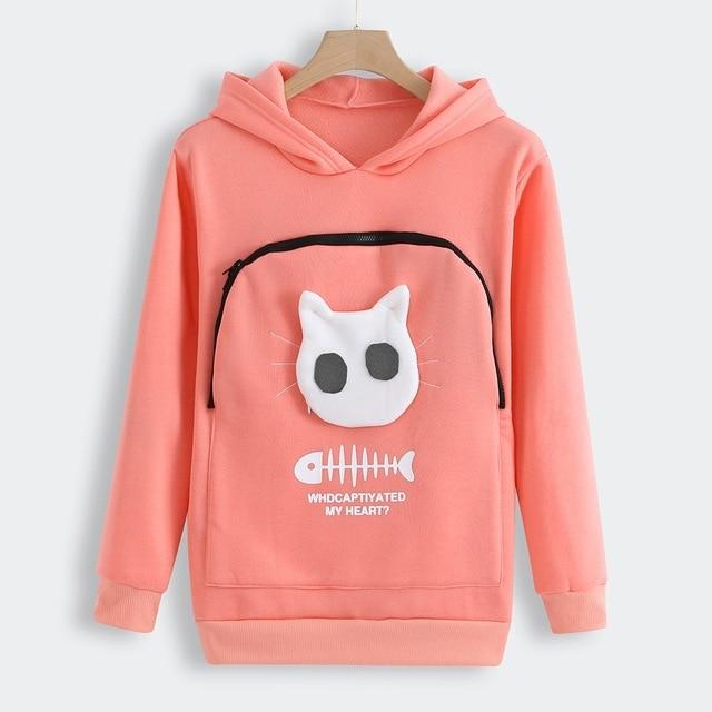 pets : Gezellige Hoodie met Zak voor Knuffelen met Huisdieren in Pink van Pantino