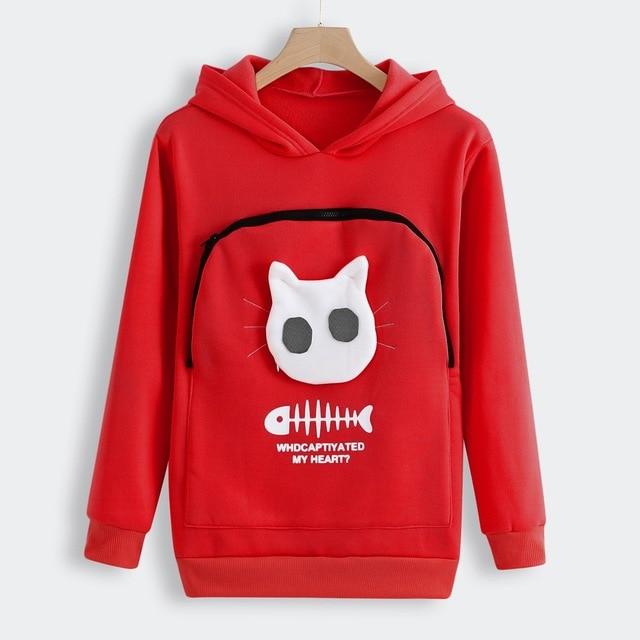 pets : Gezellige Hoodie met Zak voor Knuffelen met Huisdieren in Rot van Pantino