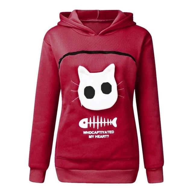 pets : Gezellige Hoodie met Zak voor Knuffelen met Huisdieren in Weinrot van Pantino