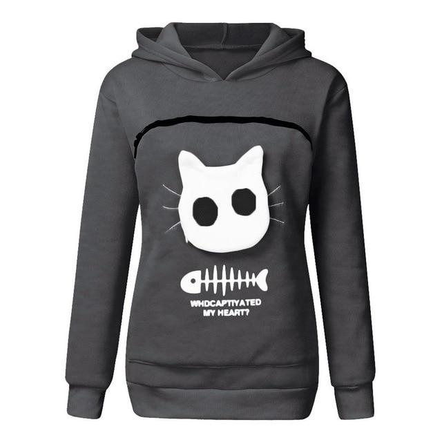 pets : Gezellige Hoodie met Zak voor Knuffelen met Huisdieren in Dunkelgrau van Pantino