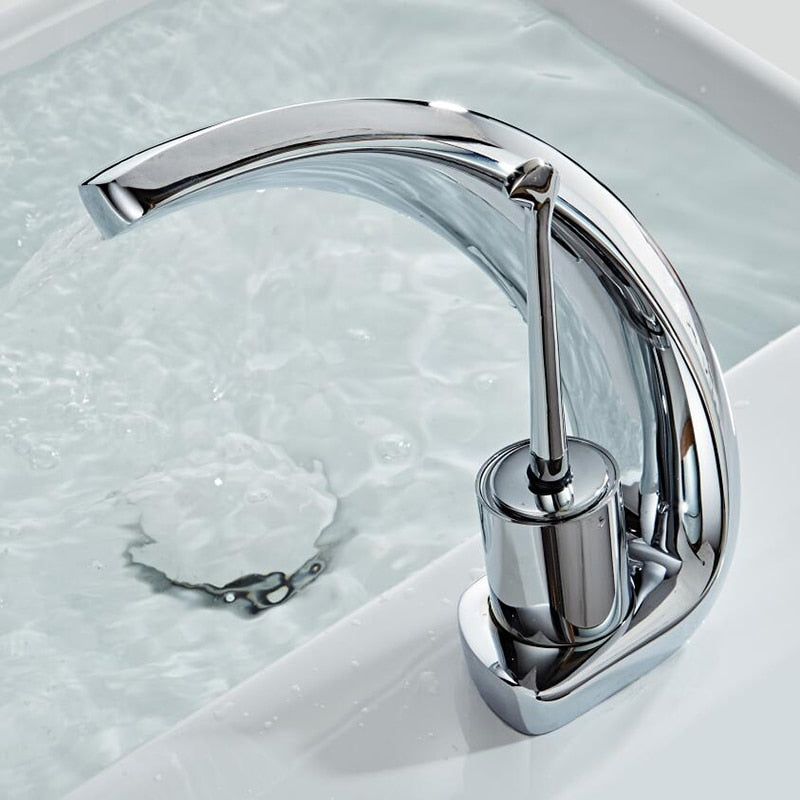 home & garden : Moderne Gebogen Watervalkkraan - Badkamer Wastafel Design - RVS in van Pantino