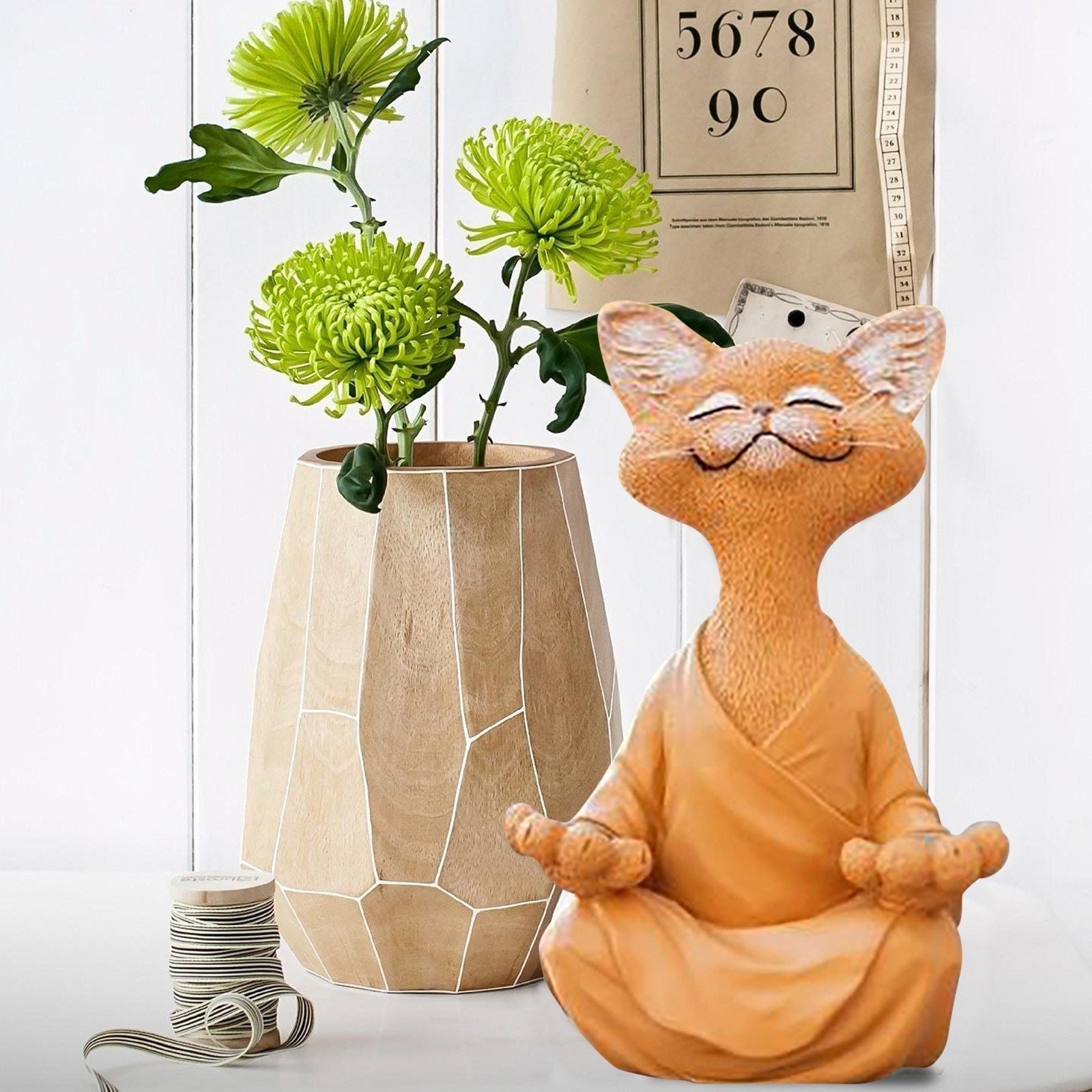 home & garden : Beeldje van Boeddha Kat Katten - Grijs in van Pantino