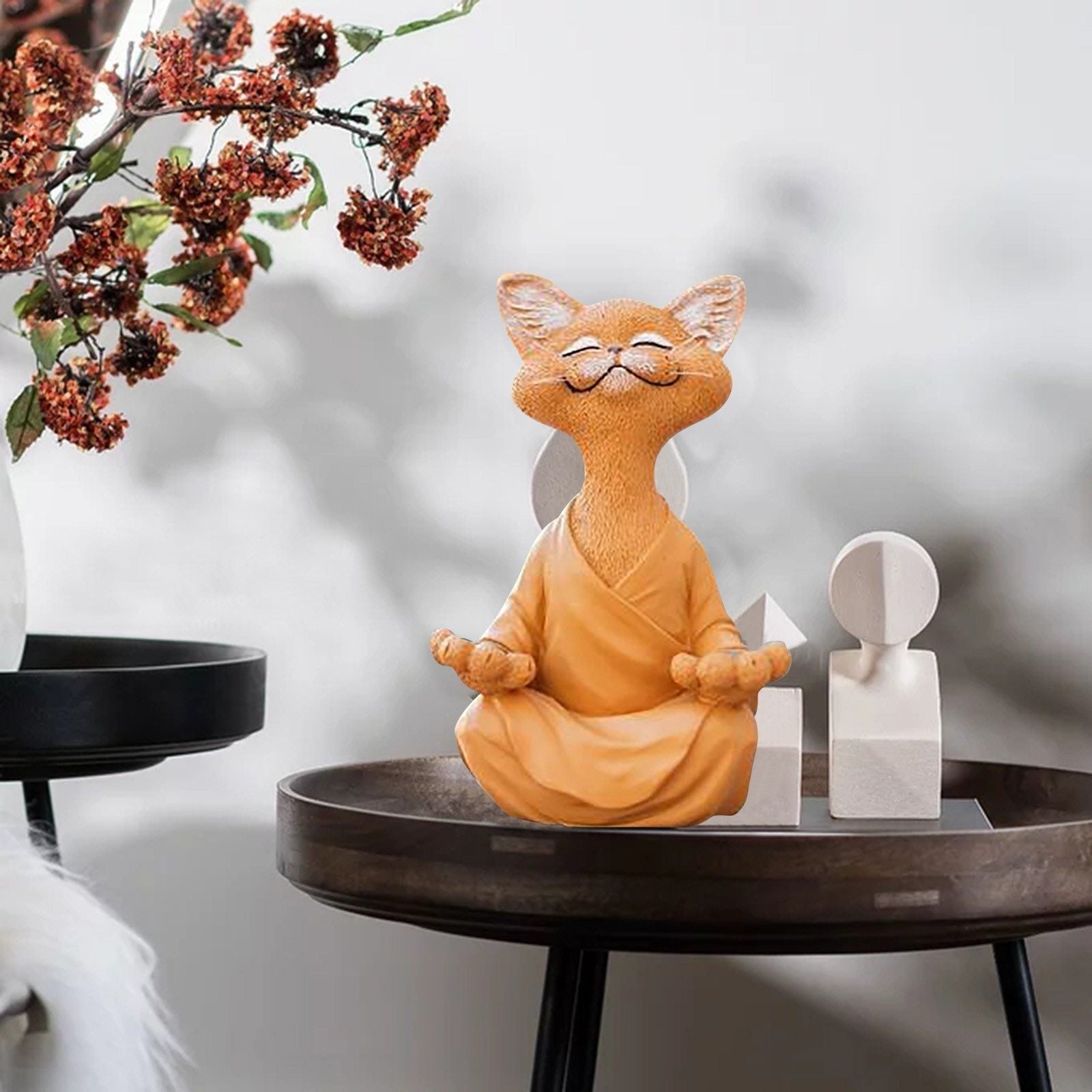 home & garden : Beeldje van Boeddha Kat Katten - Grijs in van Pantino