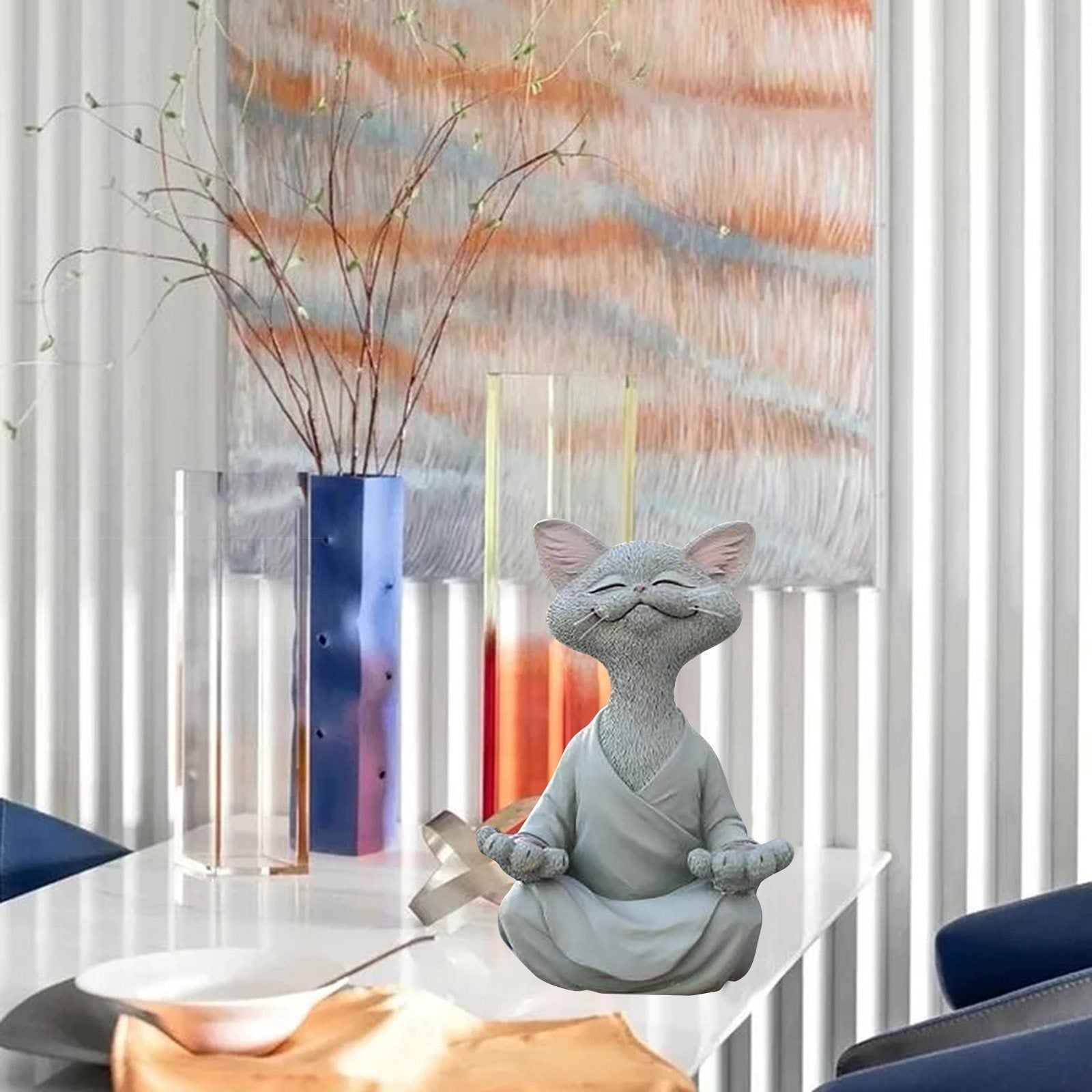 home & garden : Beeldje van Boeddha Kat Katten - Grijs in van Pantino