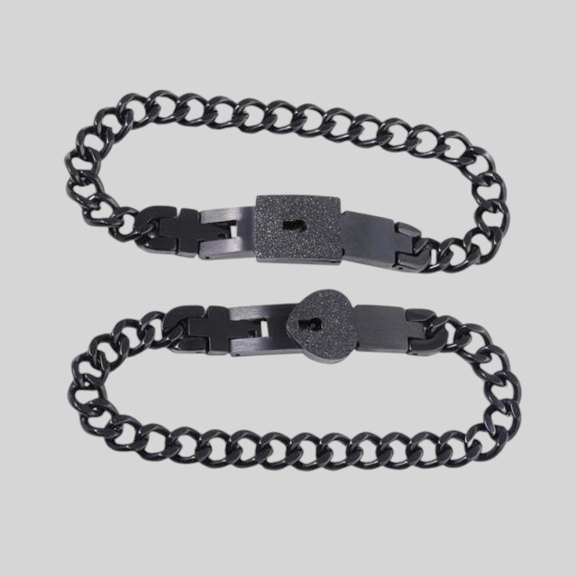 Bracelets : Koppelarmband Roestvrij Staal Slot & Sleutel | Voor Hem en Haar in Zwart van Thomler