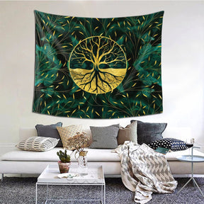 home & garden : Gouden Levensboom Malachiet-Design Wandkleed in van Pantino