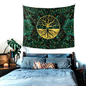 home & garden : Gouden Levensboom Malachiet-Design Wandkleed in van Pantino